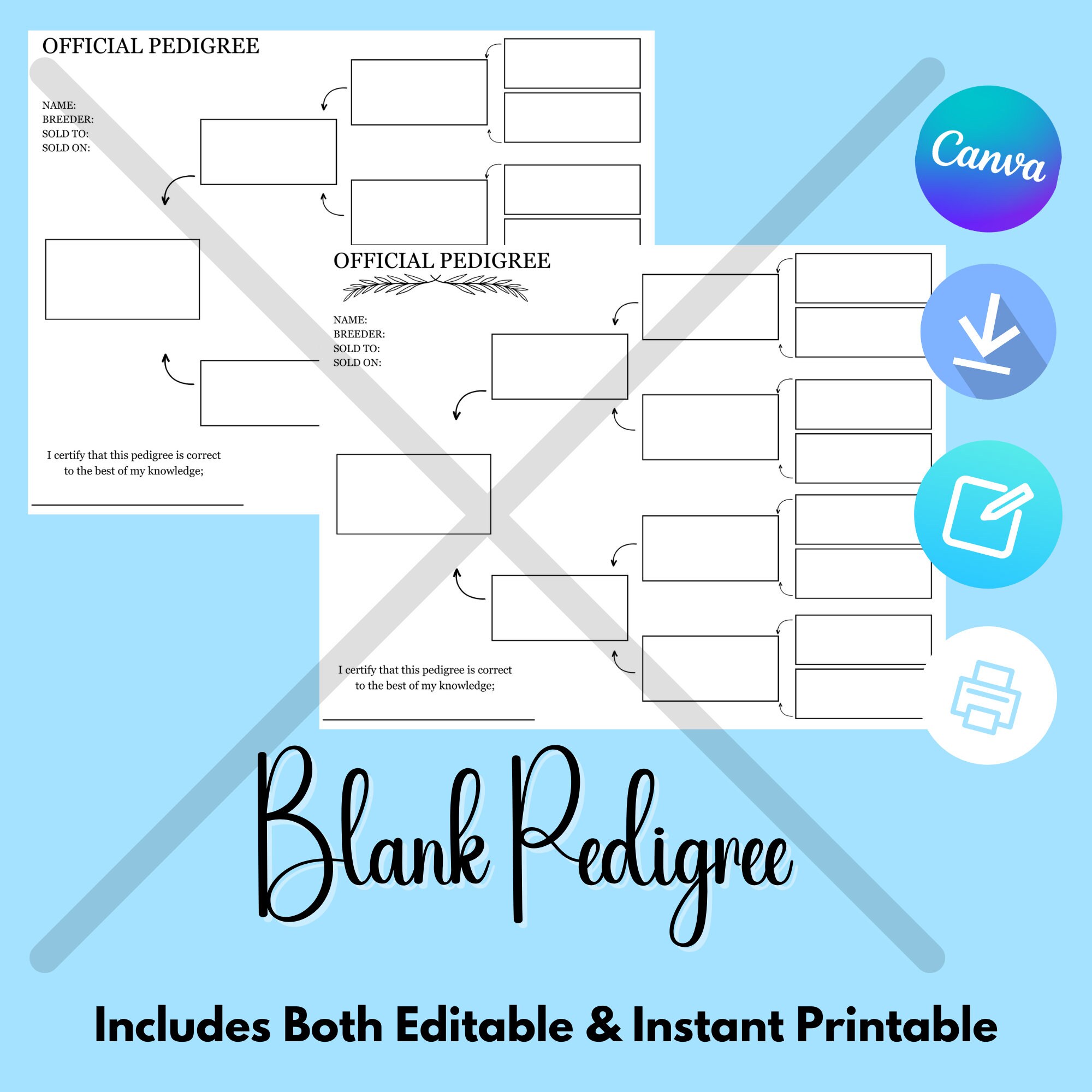 Blank Pedigree Template, Pedigree Template, Horse Pedigree, Rat ...