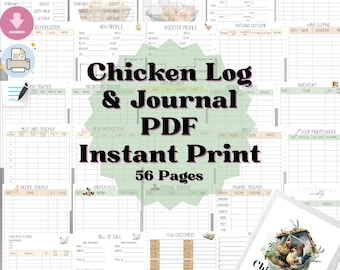 56 Page Logbook, Chicken LogBook, Chicken Journal, Chicken Keeper, Chicken, Farm Log, Incubation, Incubation Log, Eggs, Hatchery, Hatcheries