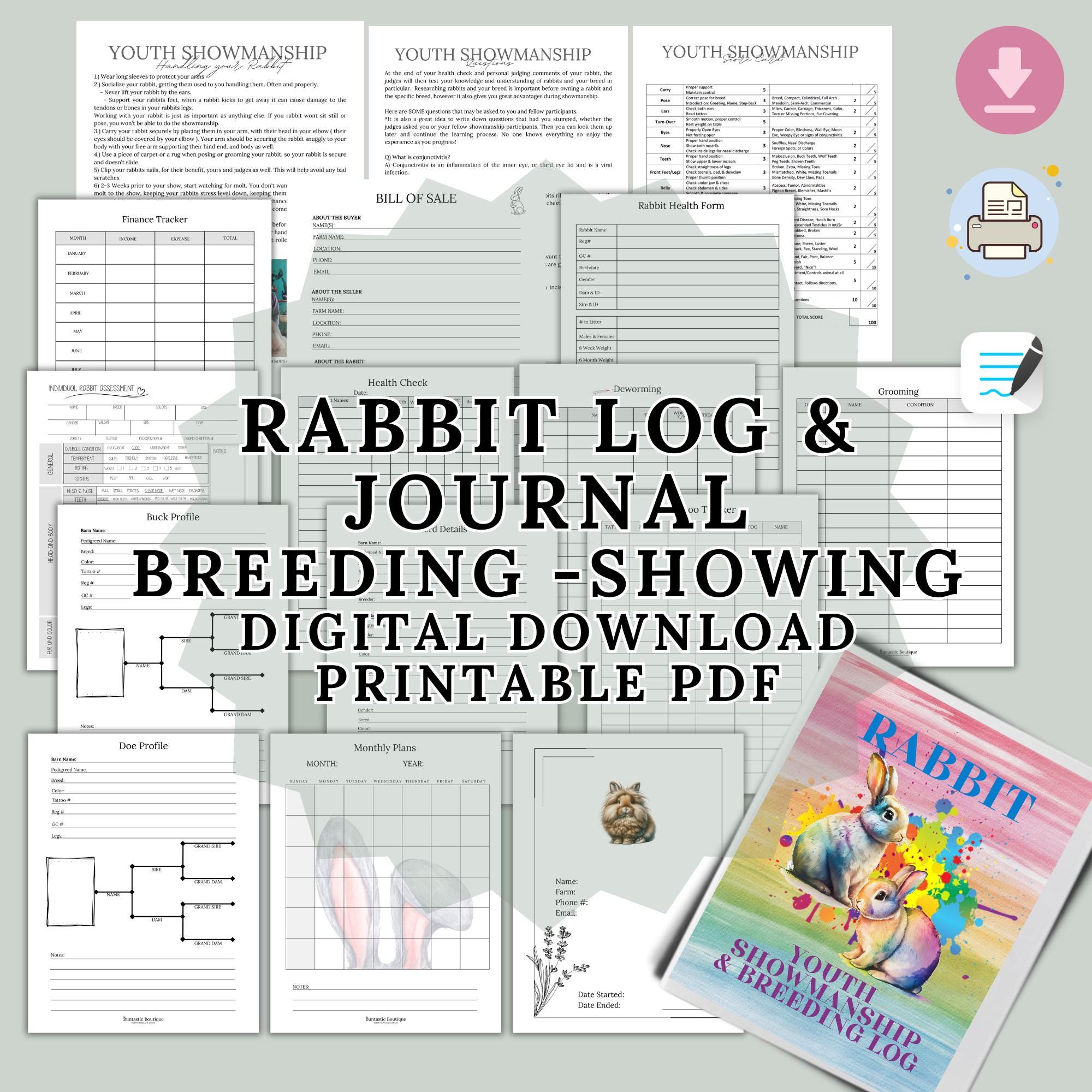Youth Rabbit Showmanship Log Book & Tutorial (PDF Printable) - Etsy
