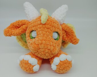 Crochet Dragon Lovey: Orange, Yellow & Green Snuggler
