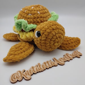 Burger Turtle, Cheeseburger Turtle, Crochet Turtle, Turtle Plushie, Turtle Gift, Turtle Plush, Gift for Him, Gift for Her, Gift for Child