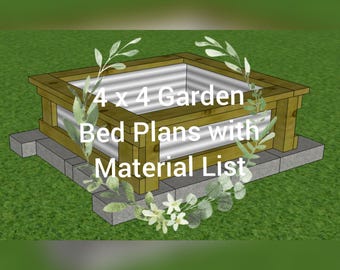 4x4 Garden Bed Plans with Material List (PDF Download)