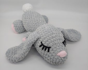 Sleepy Bunny, Crochet Bunny, Plush Bunny, Easter Gift, Easter Bunny, Gift for Her, Gift for Child, Easter Basket Stuffers