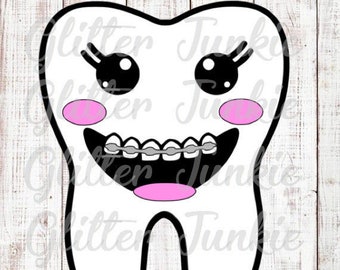 Acrylic Blank Tooth with Braces - Instant Download