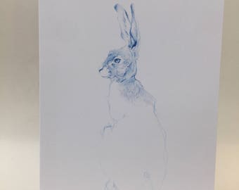 The Blue Hare Greeting Card