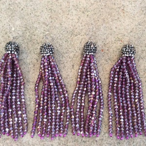 crystal tassel Gunmetal/violet AB pave crystals jewelry making wholesale imagem 1