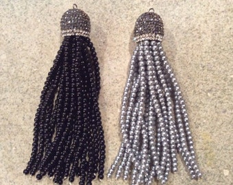 large shell pearl pave tassel jewelry making wholesale bohemian trendy
