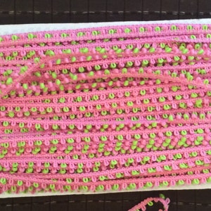 3 yards pink and green mini loop trim