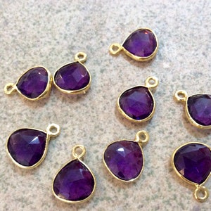 purple glass brass teardrop small charm boho jewelry making supplies