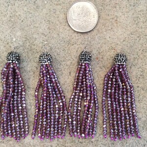 crystal tassel Gunmetal/violet AB pave crystals jewelry making wholesale imagem 2