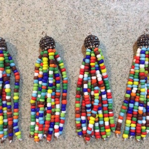 1 pc multi rainbow pave seed beadl tassel jewelry making wholesale boho supplies trendy image 1