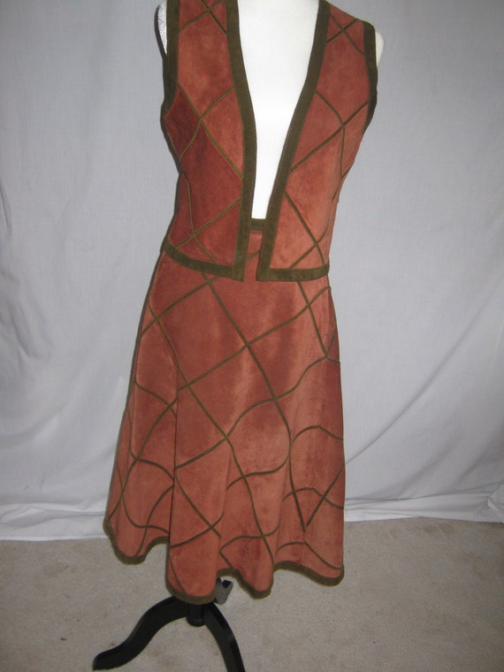 Finnish Suede Skirt and Vest, Brown, Size 10, Vint