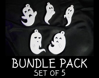 Halloween Ghost Ornament Set, 3D Printed Kawaii Decor (Set of 5)