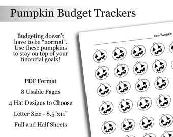Blank Savings Trackers Printable Instant Download Pumpkin Halloween Themed Pumpkin Hat Money Tracker Savings Challenge Tracker