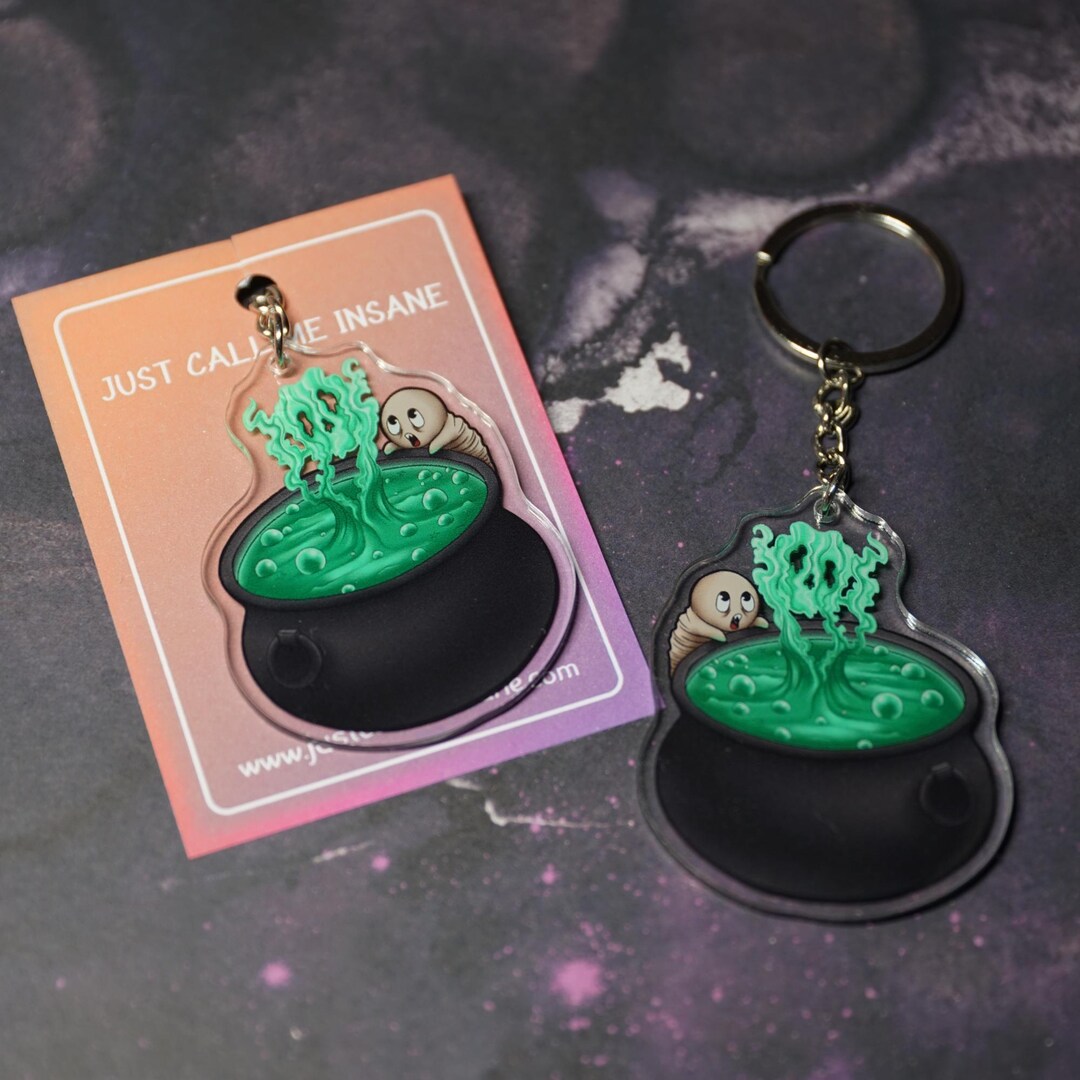 Cryptic Keychains Horror Creepy Maggot Keychain - Halloween Clear Acrylic Charm With ...