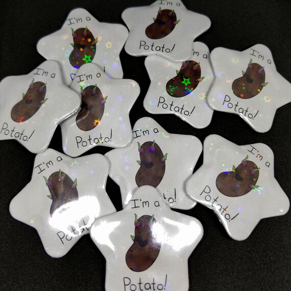 Star Sparkly Potato Pin Bag Decorations Pin Back Buttons Joke Etsy