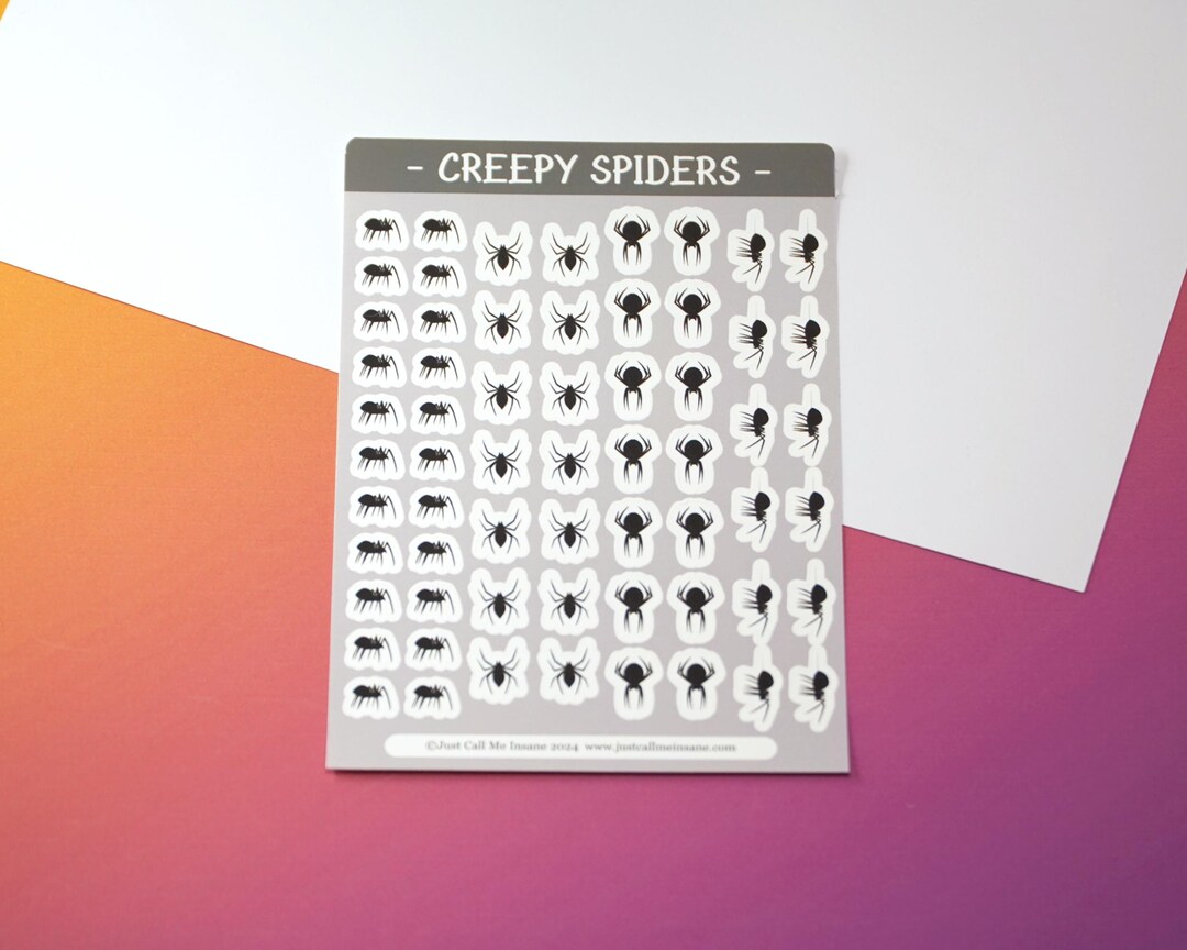 Gothic Creepy Spider Stickers - Assorted Bug Sticker Sheet for Grid ...