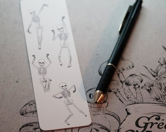 Marque-pages Accessoires de lecture Danse Squelettes Halloween Marque-page Spooky Skeleton Livre Amoureux Cadeaux Lecture Cadeaux Goth Signets Art Gothique