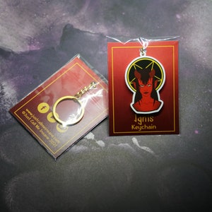 Gold Acrylic Charm Keychain Demonic Female Demon Keychain Original Keychain Charm Charm Keyring Design Monster Girl Macabre Horror