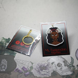 Monster Girls Keychain Accessory Keyring Original Art Fantasy Keychain Horror Creatures Frankenstein Creatures Horror Art Female Monsters