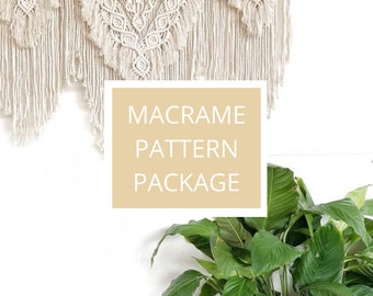 MACRAME PATTERN PACKAGE- Intermediate - Advanced Wall Hanging Patterns and Tutorials. Learn How To Macrame Knots and Designs.