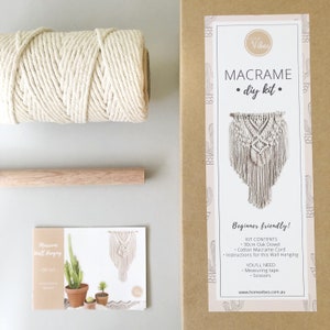 Macrame DIY KIT Wall Hanging Wood Cotton Rope Pattern Creative Gift Beginner Macrame Wall Hanging Pattern, Christmas Gift Bild 1