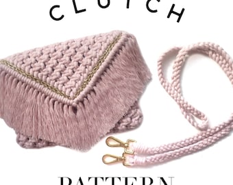Macrame Clutch Pattern/Tutorial + Straps and Weaving Detail, Macrame Bag Handbag,DIY Beginners Manual, Macrame Instructions, Lesson, Guide,