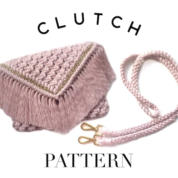 Macrame Clutch Pattern/Tutorial + Straps and Weaving Detail, Macrame Bag Handbag,DIY Beginners Manual, Macrame Instructions, Lesson, Guide,