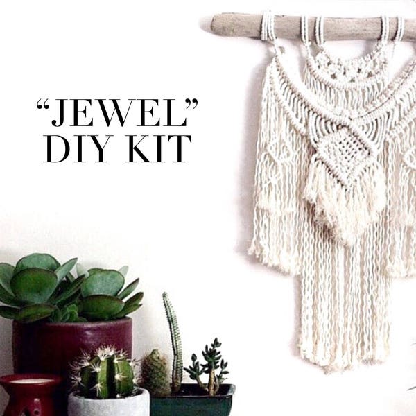 Macrame KIT Weave Wall Hanging DIY Including Driftwood + Cotton Rope || Advanced Pattern || Womens Gift for Her || Creative Wall Art,