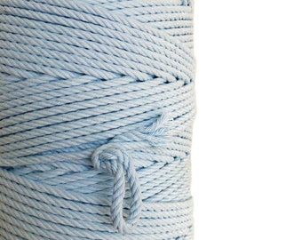 Coloured Macrame Cord 4ply 4mm 1kg | BABY BLUE