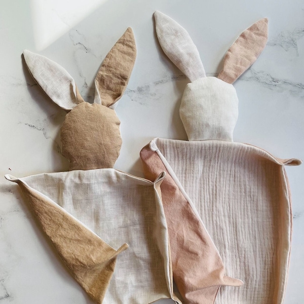 Plant Dyed Lovey Baby Blanket Baby Bunny Organic 100% Muslin Cotton Baby Gift New Baby Toddler