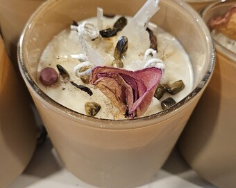 Affirmation Soy Candle • Crystal-Infused, Floral Energy in Luxury Ceramic Jar