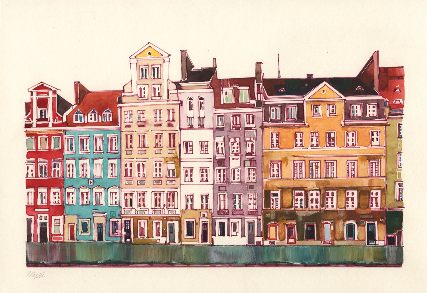 Polen Original Kunstwerk Aquarellmalerei Etsy