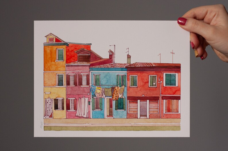 Farben Italiens. Original Kunstwerk. Aquarellmalerei. Wandkunst. Home Decore. Bild 3
