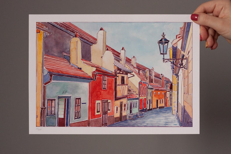 Old Prague. Original Artwork. Watercolor Painting. Wall Art. Home Decore. Architecture Sketch. image 3