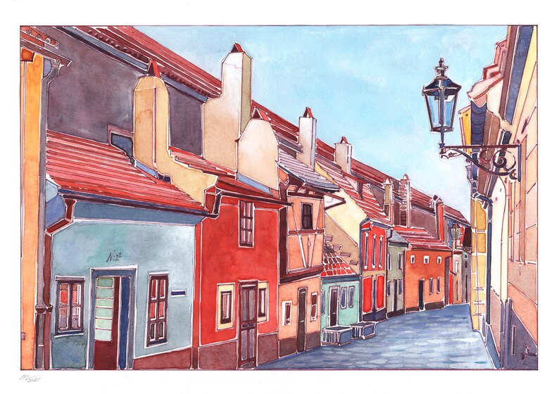 Old Prague. Original Artwork. Watercolor Painting. Wall Art. Home Decore. Architecture Sketch. image 2