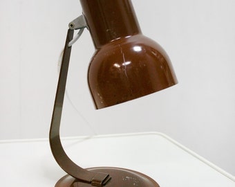 Vintage Brown Gooseneck Adjustable Desk Lamp - Industrial Loft Studio Reading Office Retro Polish Eastern European Modernist Metal