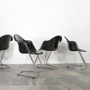 Price per Piece Vintage Black Plastic Yrjö Kukkapuro Haimi 419 Shell Stacking Chair Retro Mid Century Modern Dining Desk Home Office Chrome