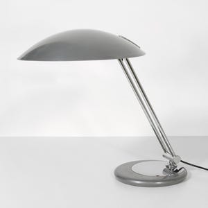 French Vintage Aluminor &#39;Soucoupe&#39; Desk Lamp Chrome Mushroom Light Bauhaus Home Office Accent Streamline Reading Table Nightstand Modernist
