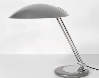 French Vintage Aluminor &#39;Soucoupe&#39; Desk Lamp Chrome Mushroom Light Bauhaus Home Office Accent Streamline Reading Table Nightstand Modernist