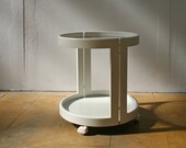 Vintage Kartell Cylinder Clear Glass Circular Side Table Dumbwaiter Bar Nightstand Movable Coffee Storage Loft Space Age Retro Atomic Era