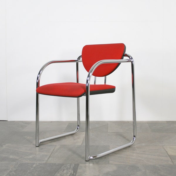 vintage Carlo Bimbi & Milo Gioacchini pour Segis Italie Chaise de bureau italienne postmoderne rembourrée Cantilever Office Executive Tubular Streamline