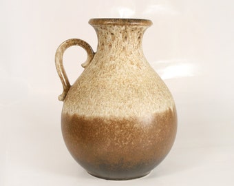 Vintage Scheurich Keramik Round Fat Lava Ceramic Floor Vase Mid Century Modern West German Pottery Art Retro Large Textured Pitcher Teardrop