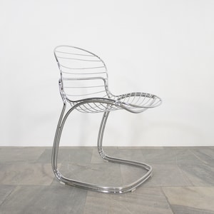 Vintage Gastone Rinaldi Rima Sabrina Tubular Chrome Cantilever Dining Chair Italian Mid Century Modern Tulip Desk Wire Home Office Decor