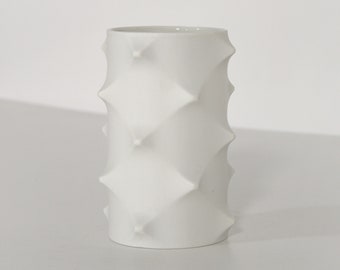 Seltene Vintage Westdeutsche Op Art Bisquitporzellan Vase von Scherzer Bavarian Modernist Mid Century Modern Minimalist Wabi Sabi Bio