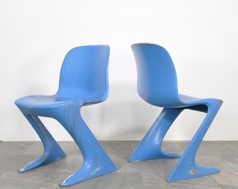 Pair of Vintage Ernst Moeckl Baby Blue Kangaroo Dining Chairs West