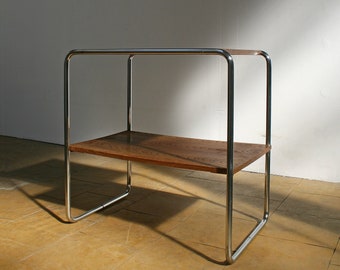 Vintage Marcel Breuer Thonet B12 Bauhaus Console Side End Table Wooden Tubular Chrome Decor Modernist Functionalist Minimalist Streamline