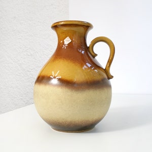 Vintage Scheurich Keramik Round Fat Lava Ceramic Floor Vase Caramel Honey Mid Century Modern West German Pottery Art Retro Large Pitcher WGP image 1