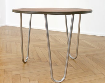 Vintage Robert Ślezak Czechoslovakia Round Bauhaus Dining Table Streamline Oak Tubular Chrome Decor Modernist Functionalist Retro Antique