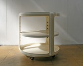 Vintage Kartell Plastic Rolling Side Table Shelves Bar Console Round Coffee End Space Age Atomic Era Mid Century Modern Retro Loft